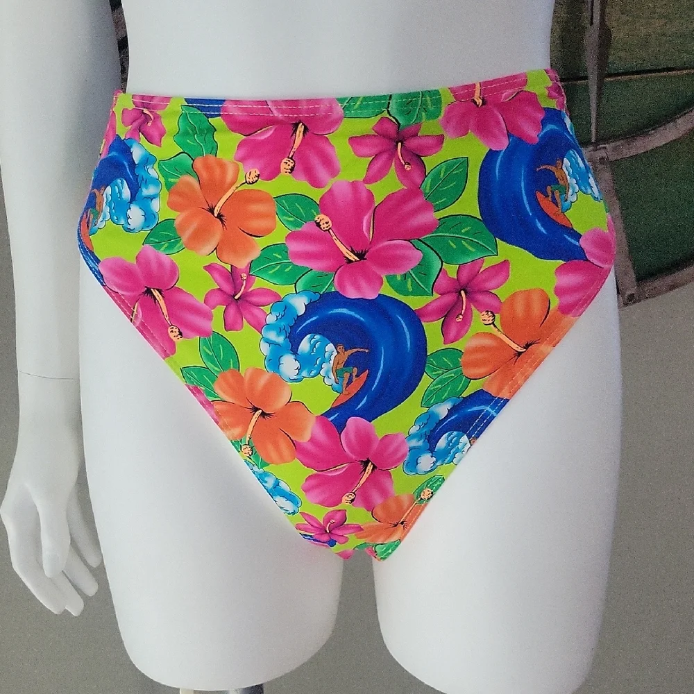 Frankies Bikinis Neon Surfer High Waisted Bikini Bottom